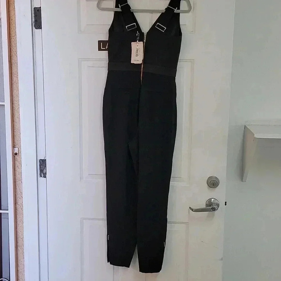 Ted Baker Black V-Neck Jumpsuit Size 1 Sparkle Ossia Pant Trim Strappy - Picture 7 of 12